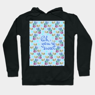 Oh Youre Sweet Macaron Dreams Watercolour Blue Hoodie